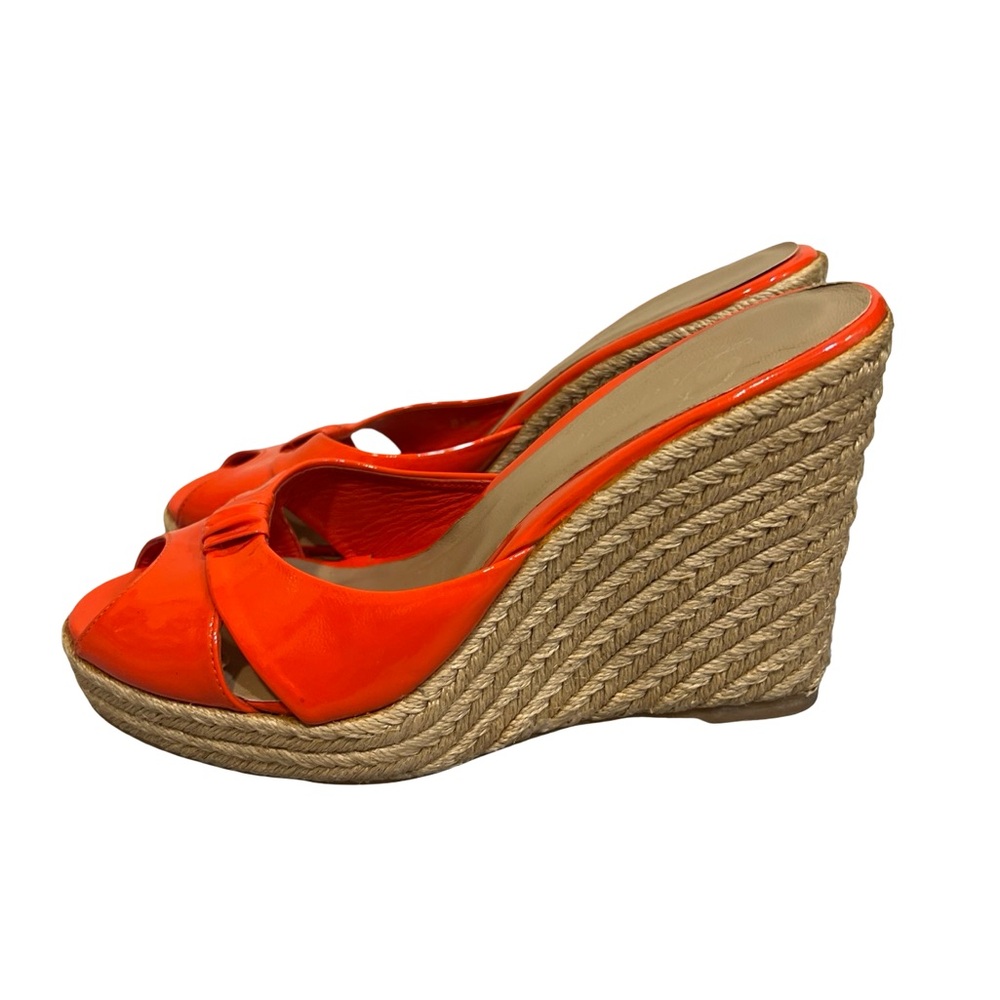 Delman Vibrant Orange Wedge Sandals